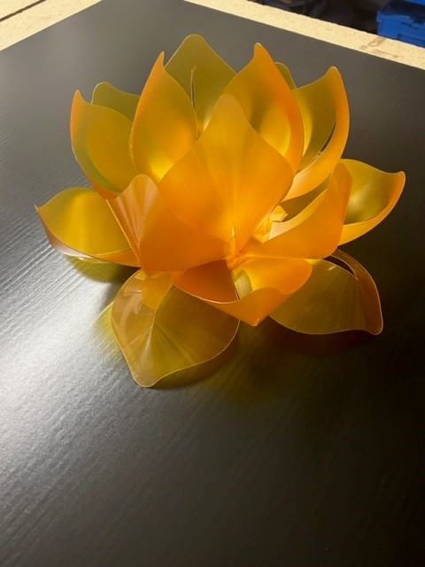 Clear PVC lotus flower on black base